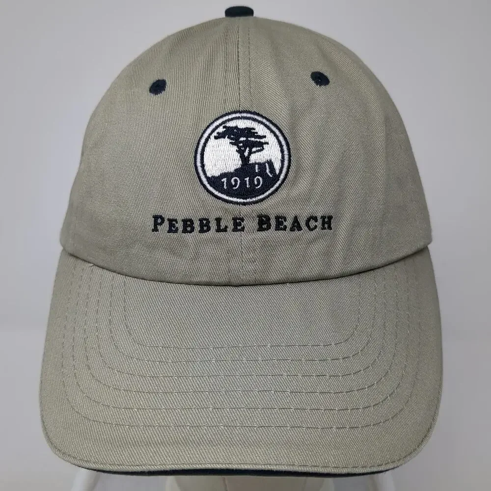 Pebble Beach Baseball Cap Beige One Size Hat 1919 Lone Cypress Golf Strapback
